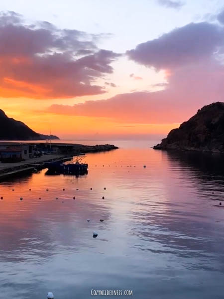 Sunset in the port of Porto Corsica