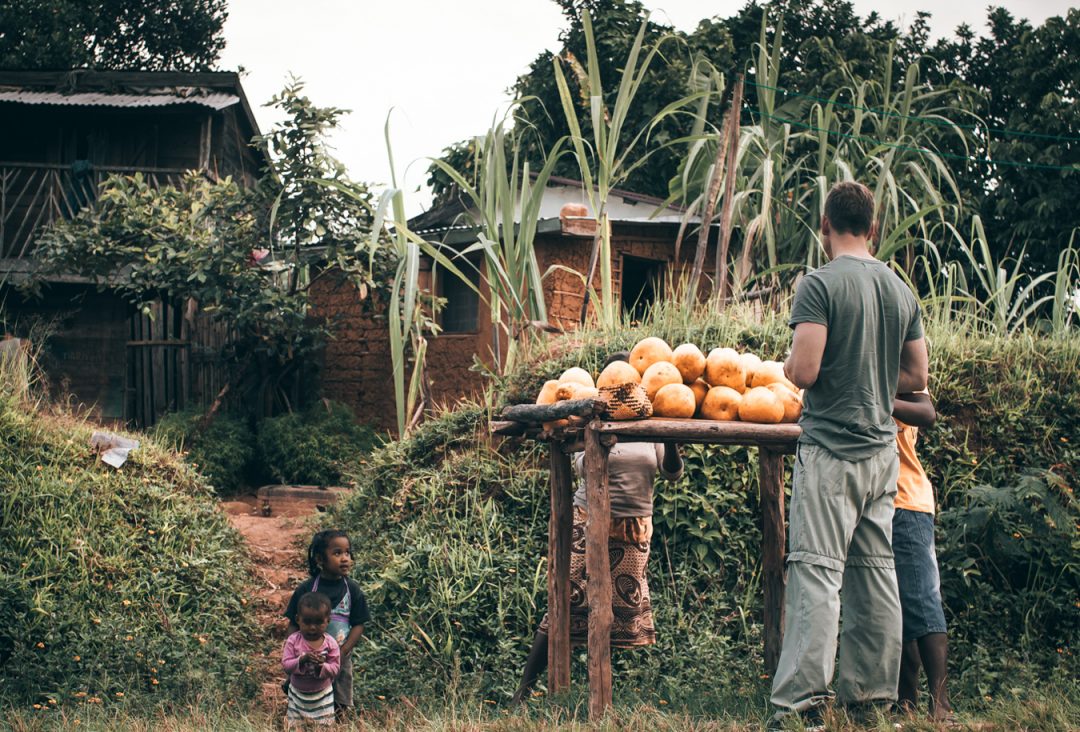 buying fruit along the road